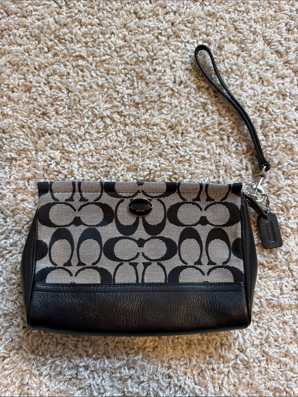 Coach Black Signature Canvas Wristlet